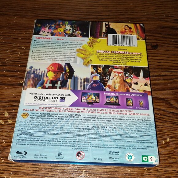 The LEGO Movie (Blu-ray/DVD, 2014, 2-Disc Set, Canadian) w/ slip cover - Picture 2 of 5